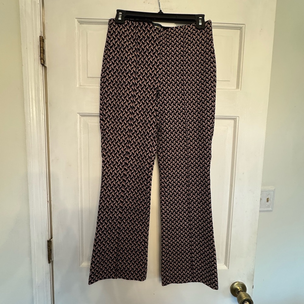 Anthropologie Black and White Patterned Flare Pants